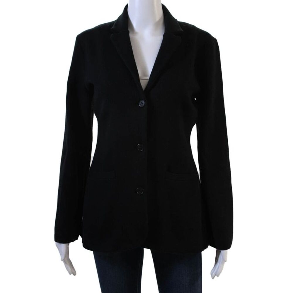J Crew Womens Collar Three Button Long Sleeve Blazer Jacket Black Size S